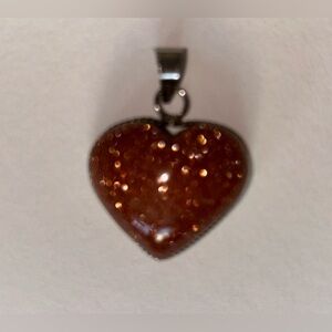 Heart Shaped goldstone sparkle pendant